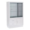 Cupboard cabinet in stainless steel: with sliding doors on the top and cupboard and drawers on the bottom (160 x 40 x 100 cm)