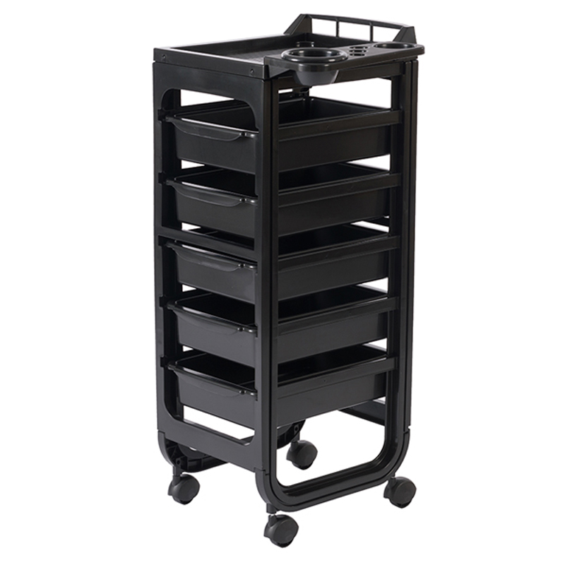 Hairdressing trolley with wheels soapy 5 removable drawers, open sides