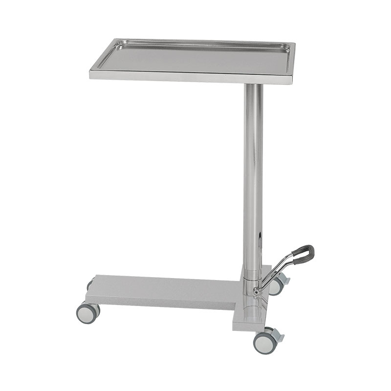 Mayo instrument stand with hydraulic pump and rotating tabletop