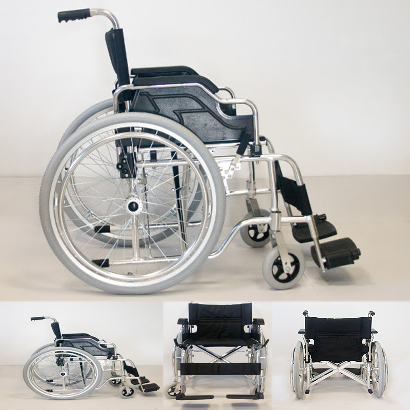 Aluminum wheelchair equipped with back pocket and folding armrests