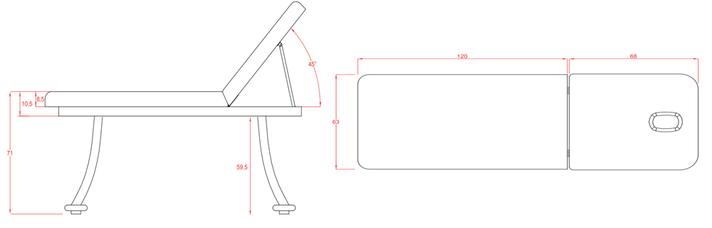 Dors beauty table: Measurements