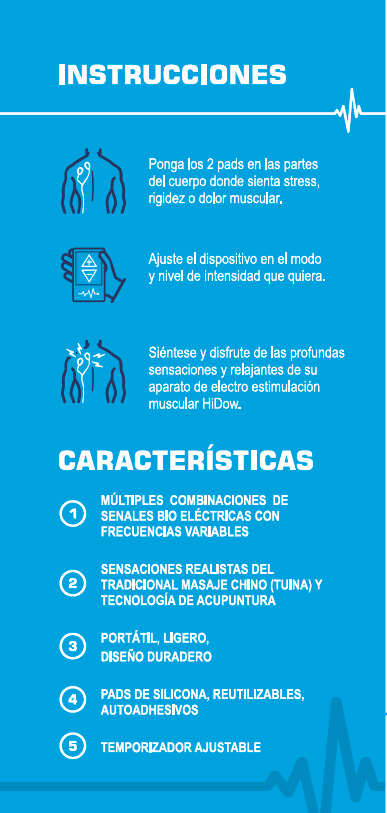 Acuxp micro hidow tens + ems electrostimulator: 8 programs, 2 output